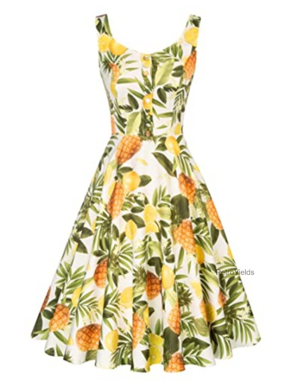 1950s Vintage Sleeveless A-Line Midi Dress Retro Swing Homecoming Summer